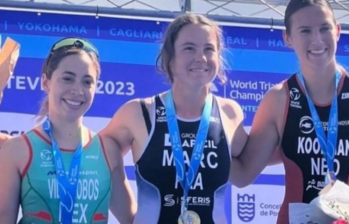 Kenia Villalobos conquista plata en Mundial de Para Triatlón Pontevedra 2023