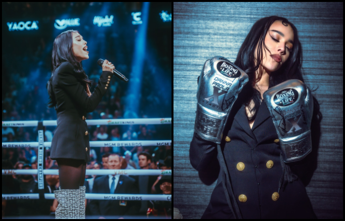 Danna Paola se roba la atención en la pelea Canelo vs. Charlocon con su poderosa interpretación del himno nacional mexicano