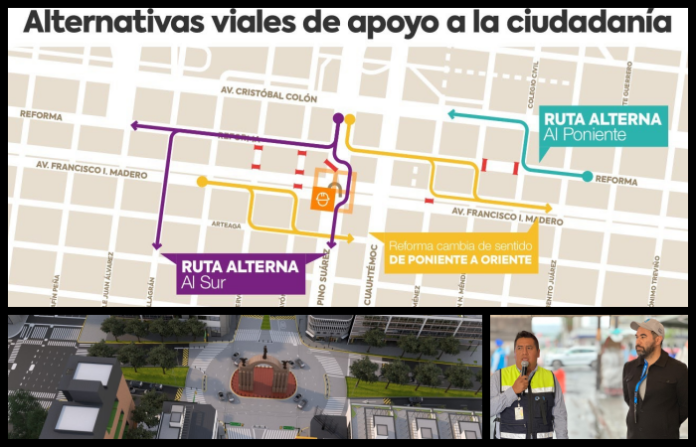 Alistan para mañana alternativas viales por obras en cruce seguro del Arco de la Independencia