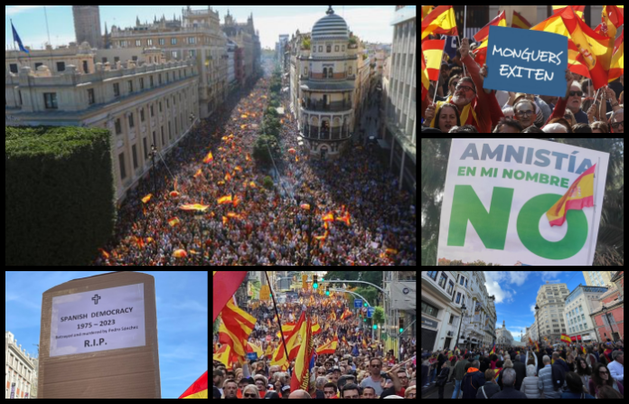 “La democracia española está amenazada”: miles de españoles protestan contra Sánchez por la amnistía
