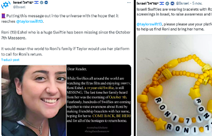 Busca Israel ayuda de Taylor Swift para encontrar a militar desaparecida