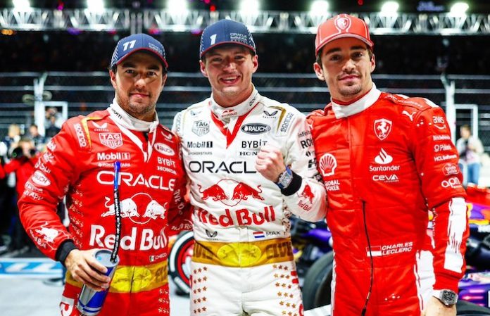 Verstappen superó una penalización de tiempo y daños en su auto para ganar el GP de Las Vegas, por delante de Leclerc y Pérez