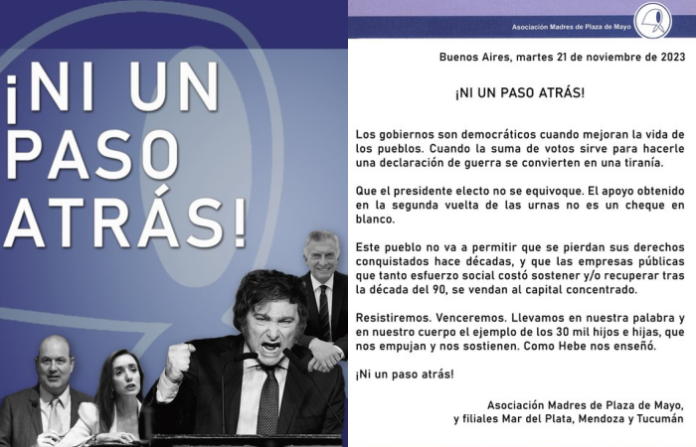 Madres de Plaza de Mayo clama por no dar un paso atrás ante presidente electo de Argentina