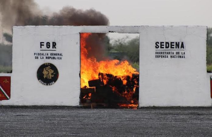 Incineran FGR-SEDENA más de 255 kilos de droga incautada en NL