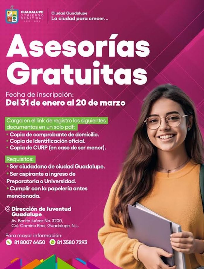 Abre Guadalupe registros para asesorías gratuitas a examen de la UANL