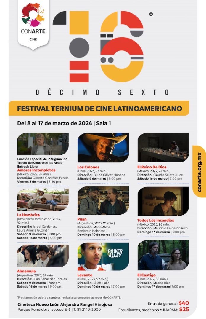 Invita Conarte a disfrutar en Cineteca NL del Festival Ternium de Cine Latinoamericano