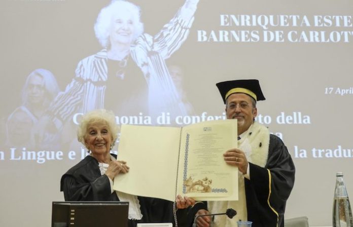 Presidenta de Abuelas de Plaza de Mayo recibe honoris causa de la Universidad de Roma