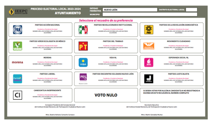 Aprueba IEEPCNL diseño de boletas para votar en urnas electrónicas