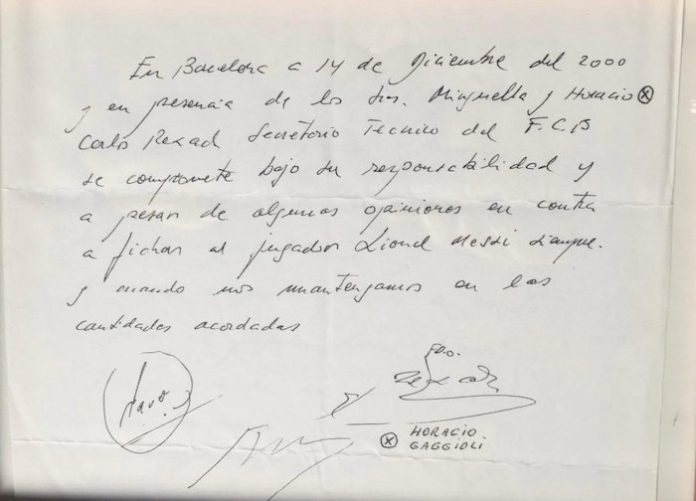 Venden la servilleta con el primer contrato de Messi por casi 890.000 euros