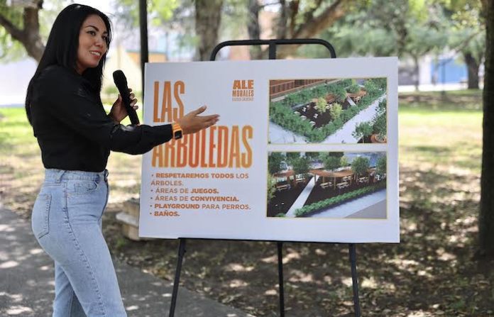 Presenta Ale Morales plan de remodelación para parque Las Arboledas