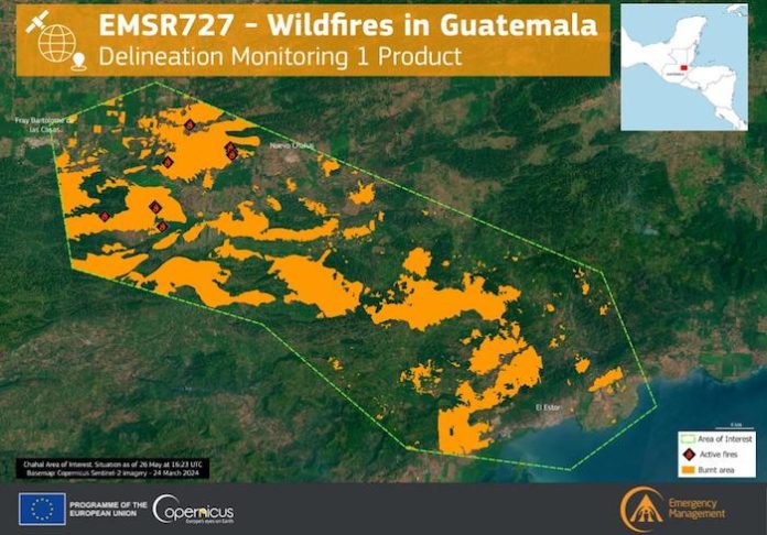 Copernicus detecta más de 71.000 hectáreas afectadas por incendios forestales en Guatemala