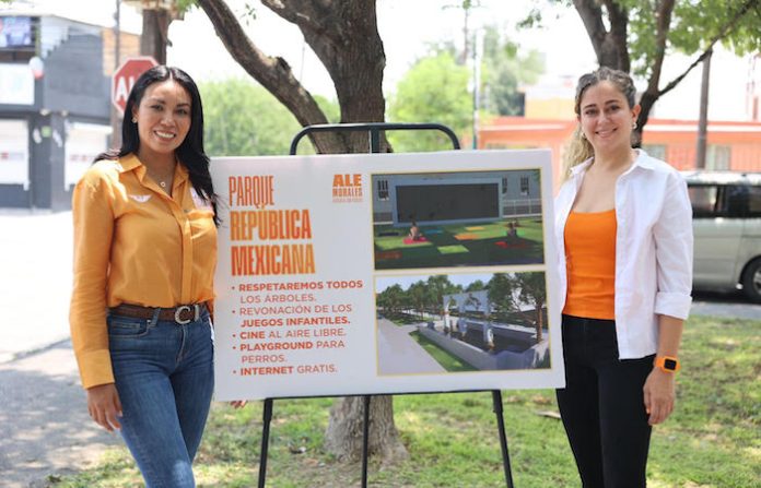 Remodelará Ale Morales los parques República Mexicana y Las Torres, uno de ellos tendrá hasta cine al aire libre