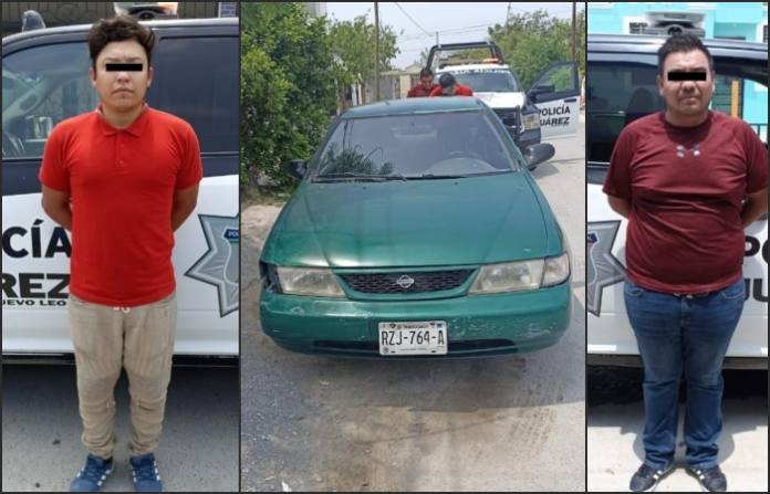 Detiene la Policía de Juárez a dos sujetos por circular en auto robado