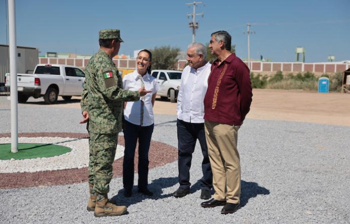Claudia Sheinbaum acompaña a López Obrador al nuevo Centro de Aduanas de México ubicado en Nuevo Laredo