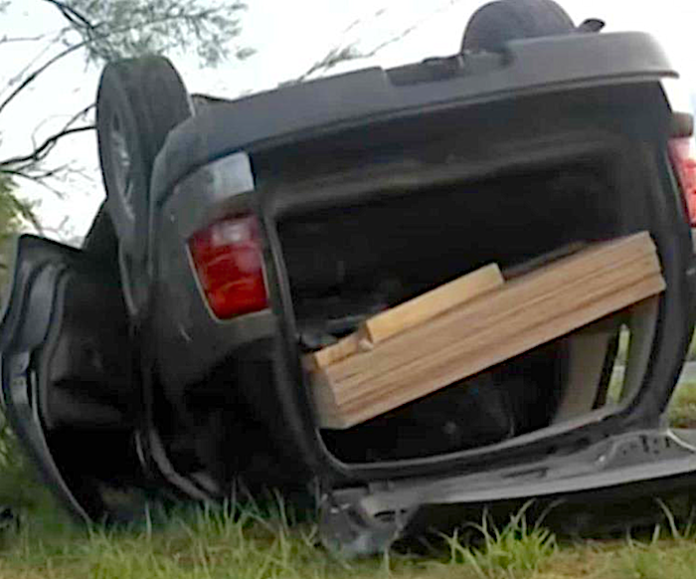 Deja volcadura cinco heridos en la Carretera Nacional