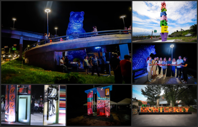 Develan escultura gigante de oso en la zona sur de Monterrey
