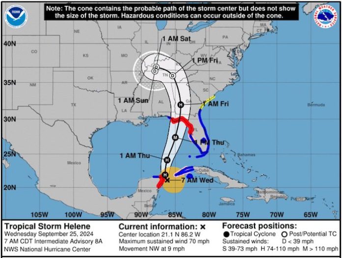 Tormenta tropical Helene se convierte en huracán en aguas del Caribe mexicano