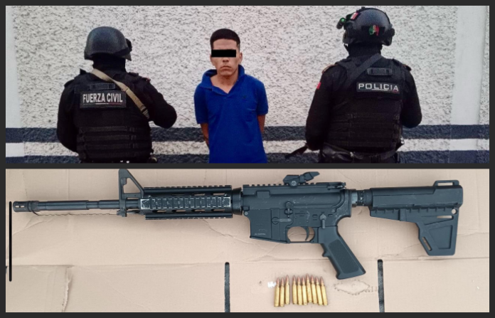 Detienen a individuo con fusil de asalto en Juárez