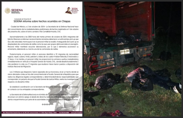 Seis migrantes mueren en Chiapas por disparos de militares