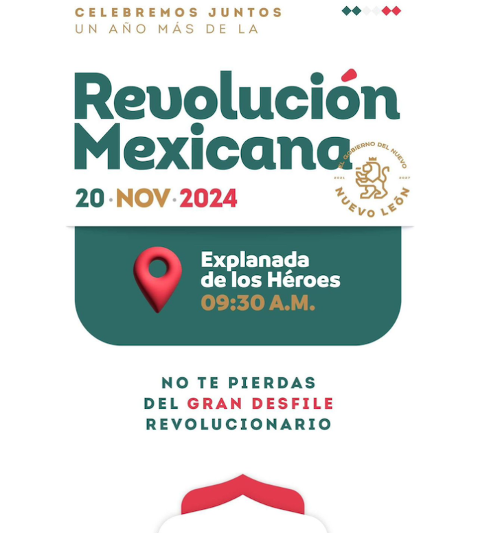 Invita Gobierno de NL a conmemorar Revolución Mexicana con el tradicional desfile