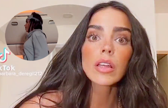 Video: Bárbara de Regil causa polémica por ejercitarse en pleno vuelo, la tunden en redes sociales
