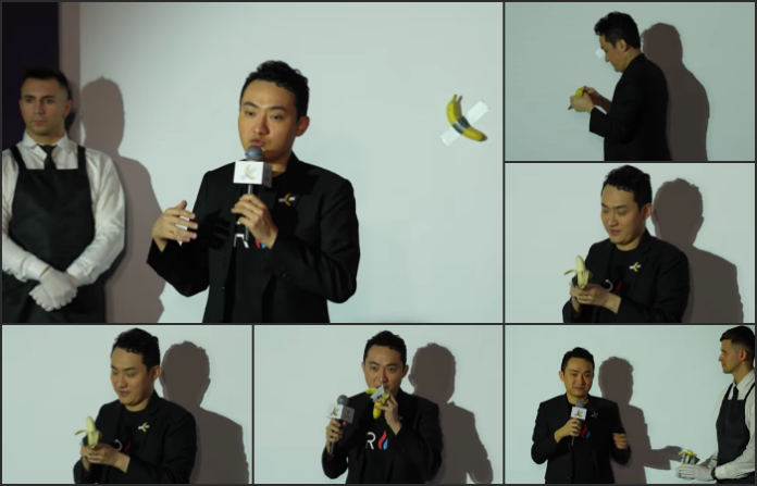 Video: Criptomillonario se come la banana pegada a la pared que compró por 6 millones de dólares