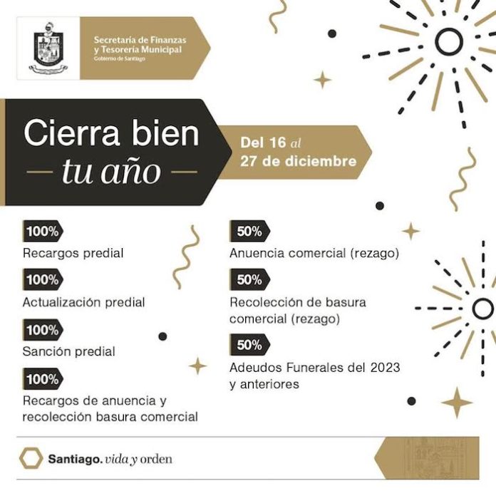 Santiago lanza campaña de descuentos para cerrar el año sin deudas