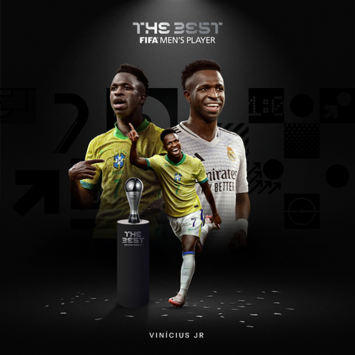 El brasileño del Real Madrid Vinícius Júnior elegido mejor jugador del año de la FIFA