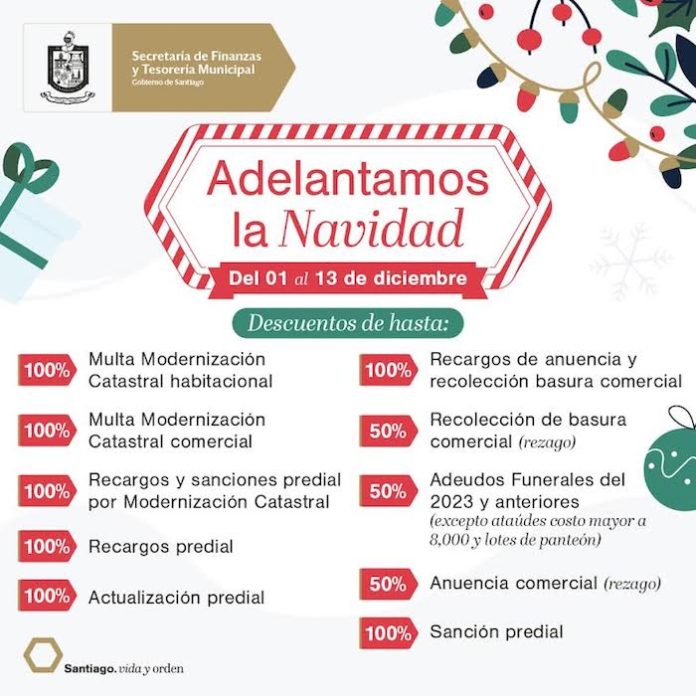 Santiago celebra la temporada navideña con descuentos en multas y recargos