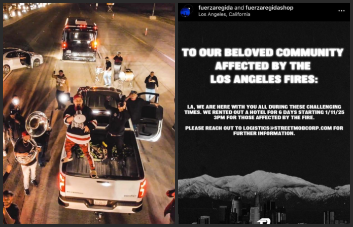 Fuerza Regida renta hotel para víctimas de incendios en Los Ángeles