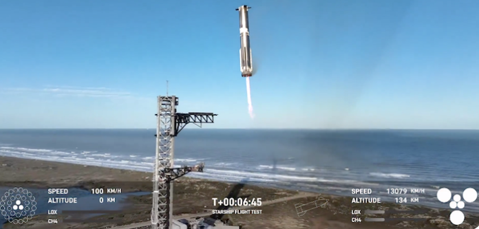 Video: SpaceX captura propulsor de nave Starship en séptima prueba de vuelo