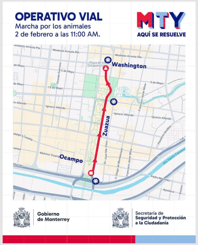Tránsito de Monterrey brindará apoyo vial durante marcha por los derechos animales