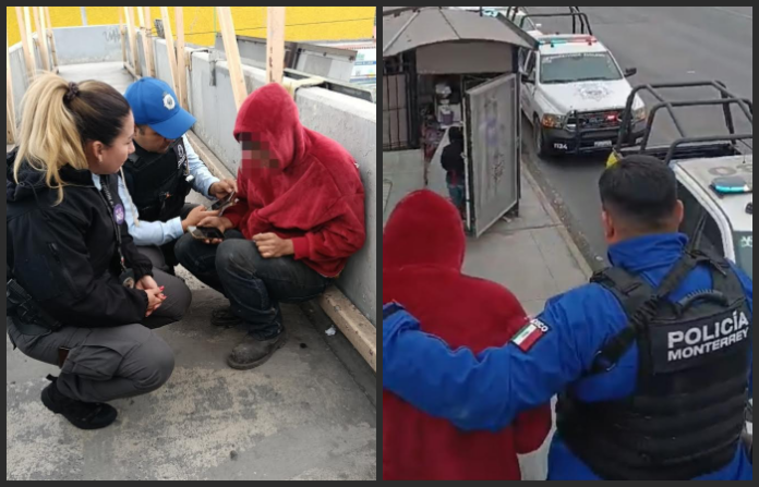 Policía de Monterrey rescata a joven que intentaba lanzarse de puente peatonal