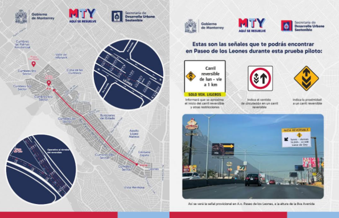 Alista Monterrey prueba de carril reversible vespertino en Leones