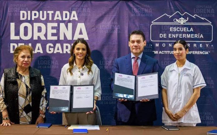 Lorena de la Garza firma convenio con Escuela de Enfermería para brindar a jóvenes apoyo estudiantil
