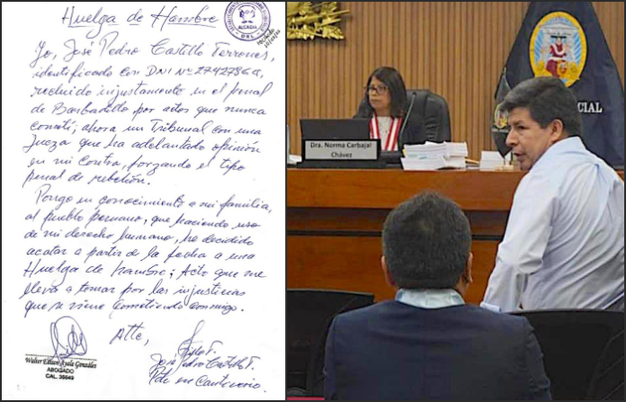 Expresidente peruano Castillo comienza huelga de hambre en juicio por golpe de Estado