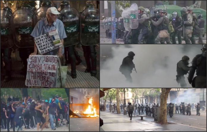 Incidentes afuera del Congreso de Argentina por marcha de jubilados apoyada por hinchas