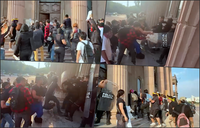 Video: Protesta por tarifas del transporte termina en choque violento frente a Palacio de Gobierno