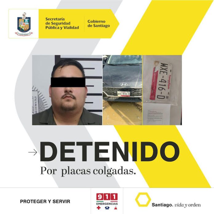 Detienen en Santiago a conductor por uso de placas falsas