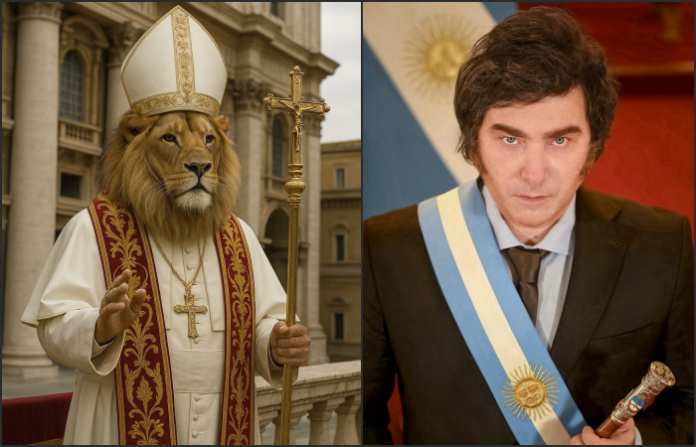 Con un león papal y un mensaje celestial, Milei celebra la llegada de León XIV