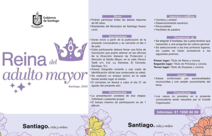 Santiago convoca a mujeres mayores de 60 años a competir por el título de Reina del Adulto Mayor 2025