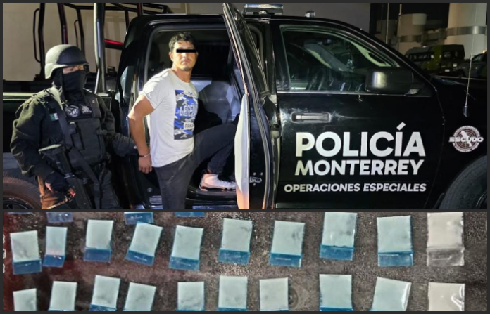 Detienen a colombiano con 52 envoltorios de presunta cocaína en el centro de Monterrey