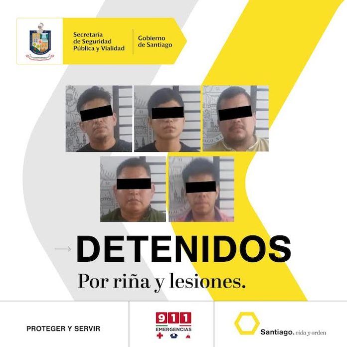 Riña en quinta de Santiago termina con dos heridos y cinco detenidos