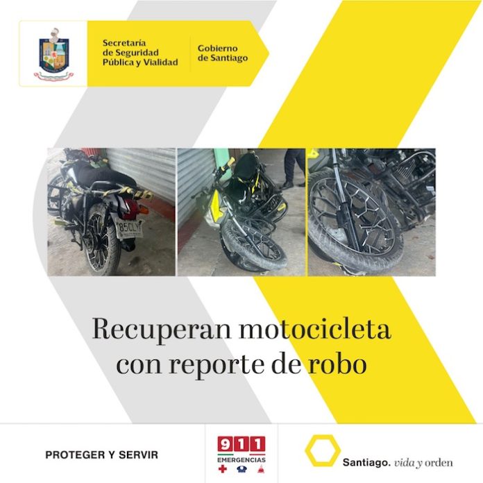 Localizan en tiempo récord motocicleta robada en Santiago