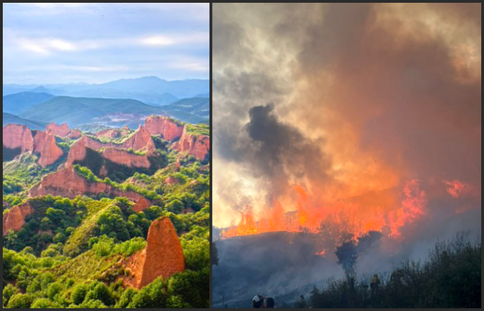 Incendio en España destruye paraje natural de Las Médulas, Patrimonio Mundial de Unesco