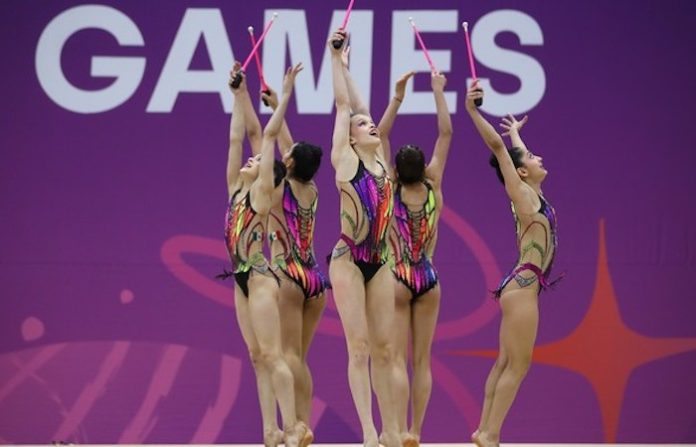 Conjunto de gimnasia rítmica suma oro y plata en Asunción 2025