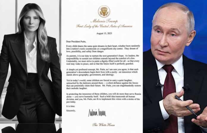 Trump publica una carta de su esposa Melania dirigida a Putin en la que le insta a proteger a los niños