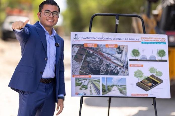 Arranca Félix Arratia pavimentación de la avenida Las Águilas en Juárez