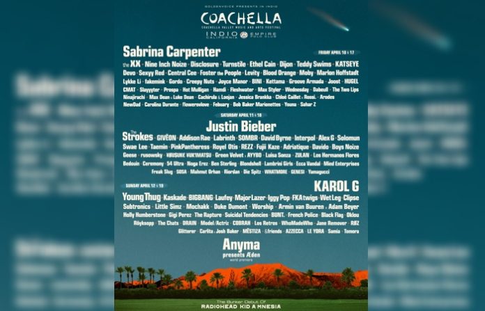 Justin Bieber, Sabrina Carpenter y Karol G encabezan Lineup de Coachella 2026