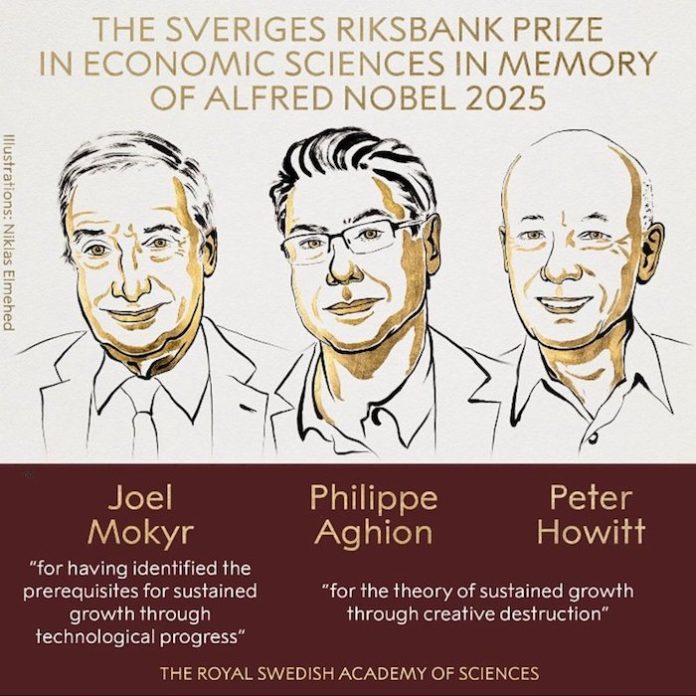 El Premio Nobel de Economía 2025 es otorgado a Joel Mokyr, Philippe Aghion y Peter Howitt